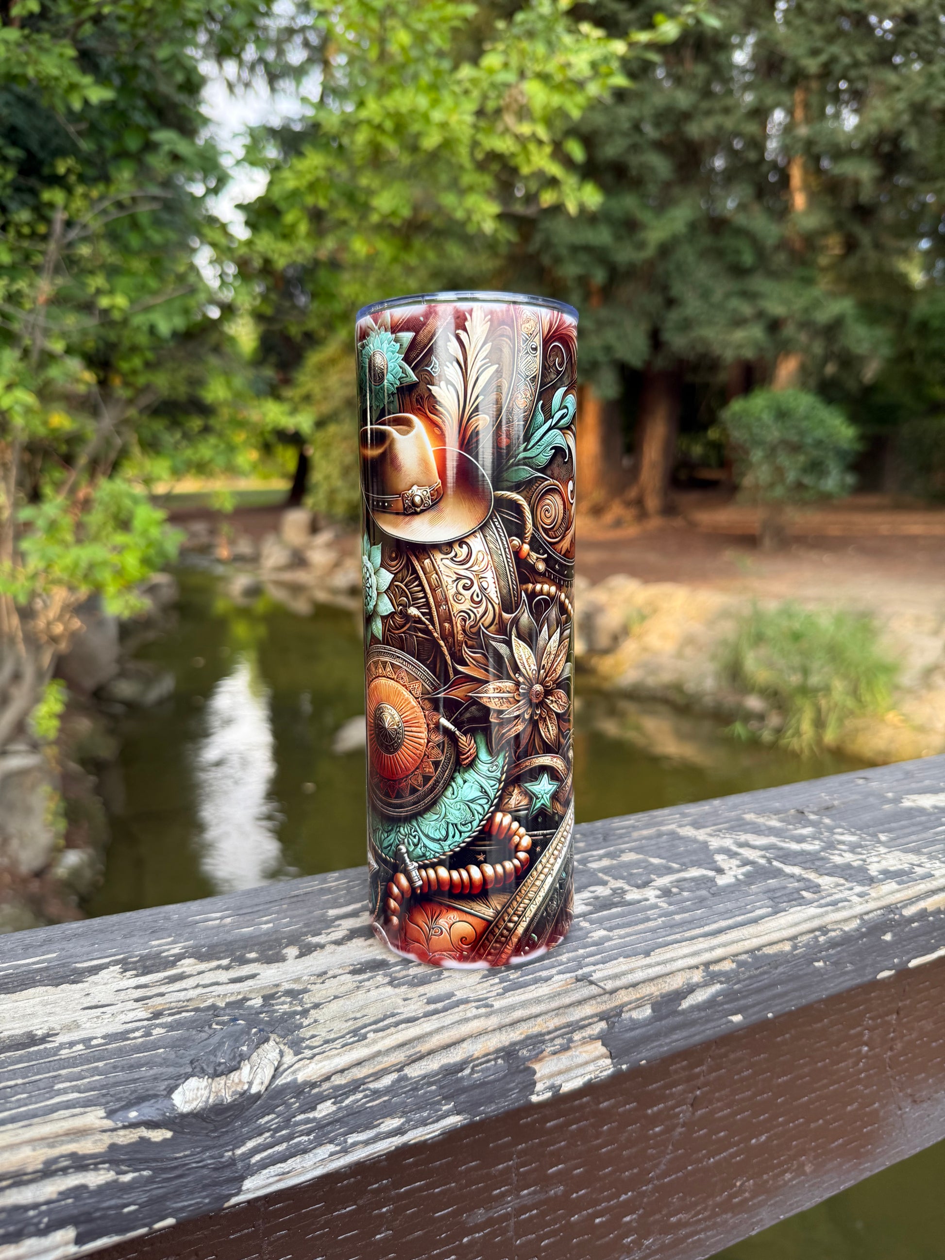 Cowgirl Hat With Turquoise - 20oz Tumbler