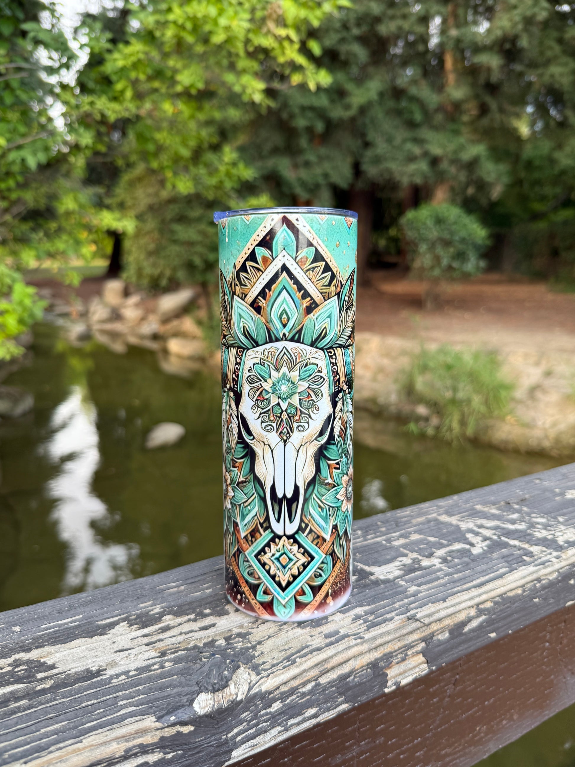 Turquoise Bull Skull - 20oz Tumbler