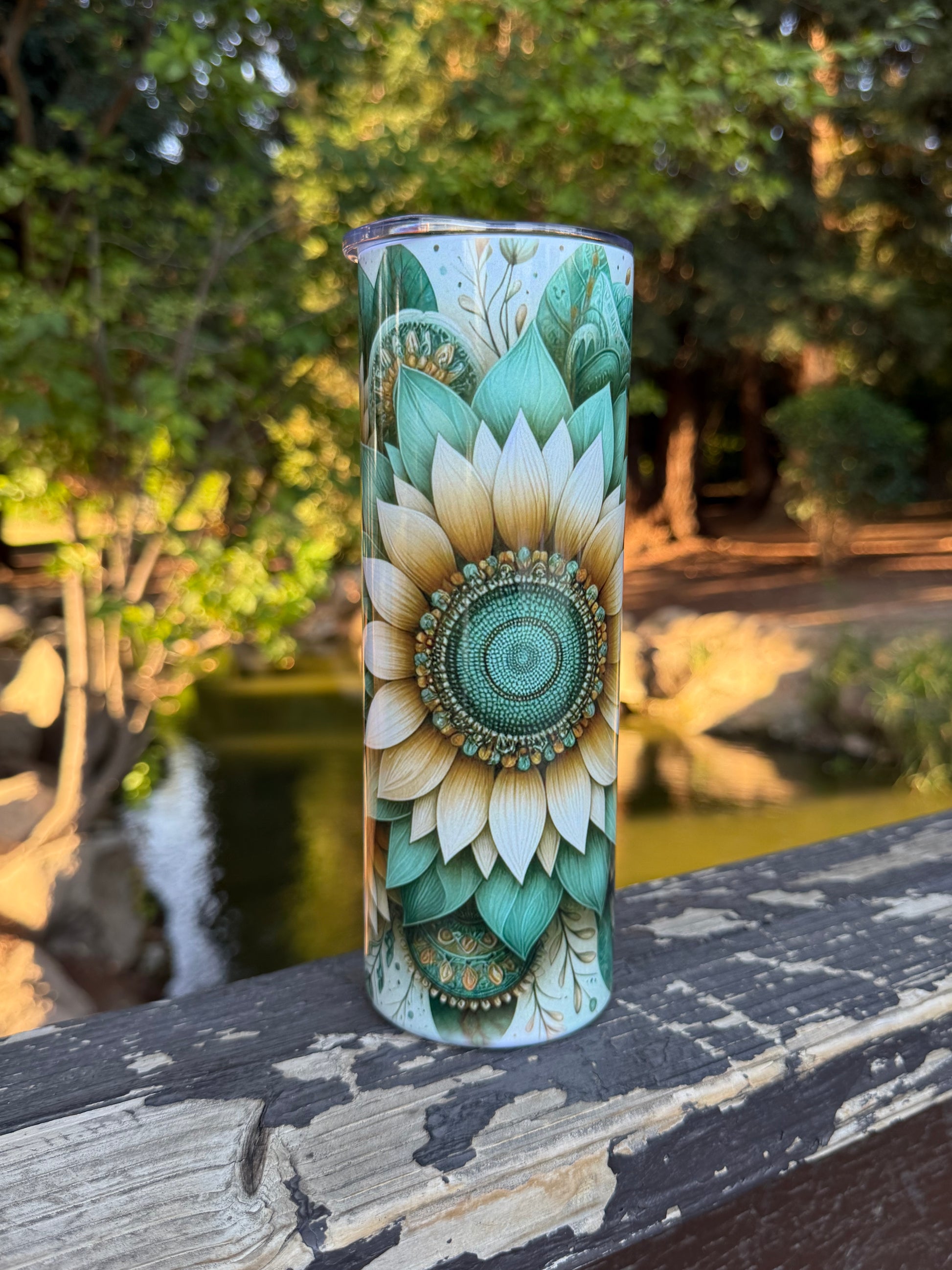 Teal Sunflower - 20oz Tumbler