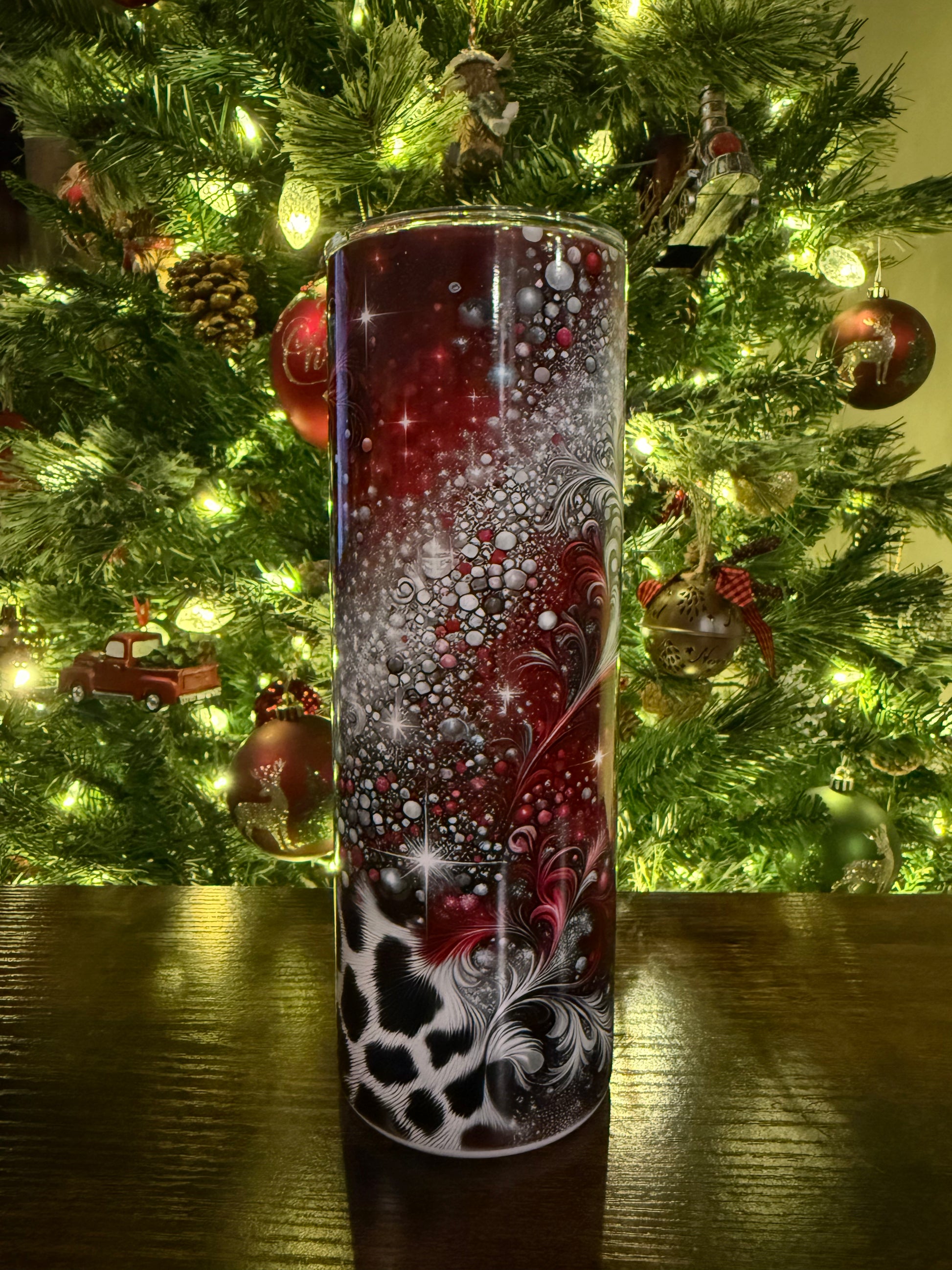 #29001 - Western Christmas Cow Print - 20oz Tumbler